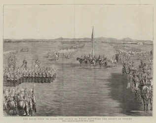 La visita reale in India, il principe di Galles che rivede le truppe a Poonah